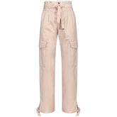Pink Cotton Women Trouser With Cargo Pockets